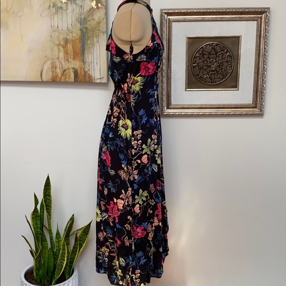 Halter Floral Print Dress with Slit, NWOT - Picture 2 of 6